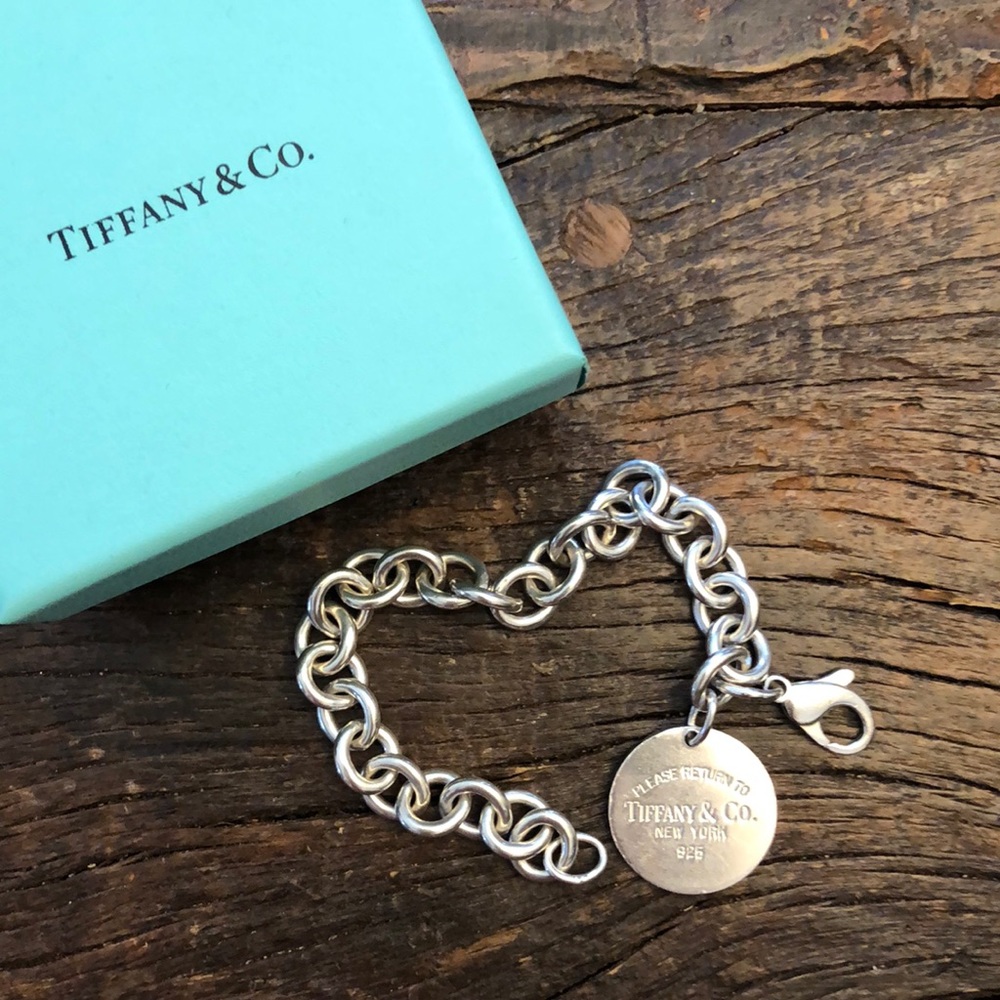 Tiffany & Co round tag sterling silver bracelet